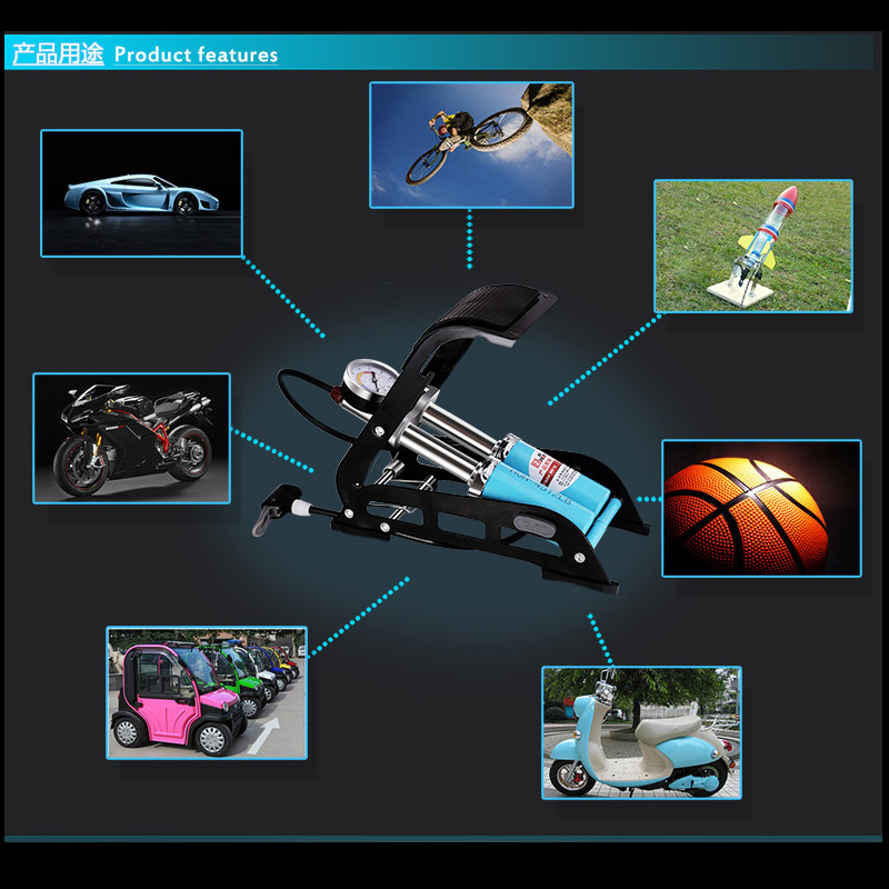 欧耐脚踩式打气筒 电动车汽车高压便携打气泵充气泵 Y脚踏带气压