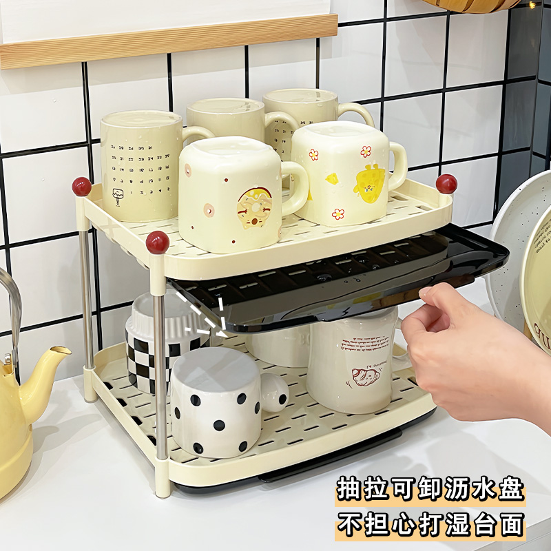 杯子置物架c家用玻璃杯水杯沥水架厨房防尘收纳层架托盘杯子架子