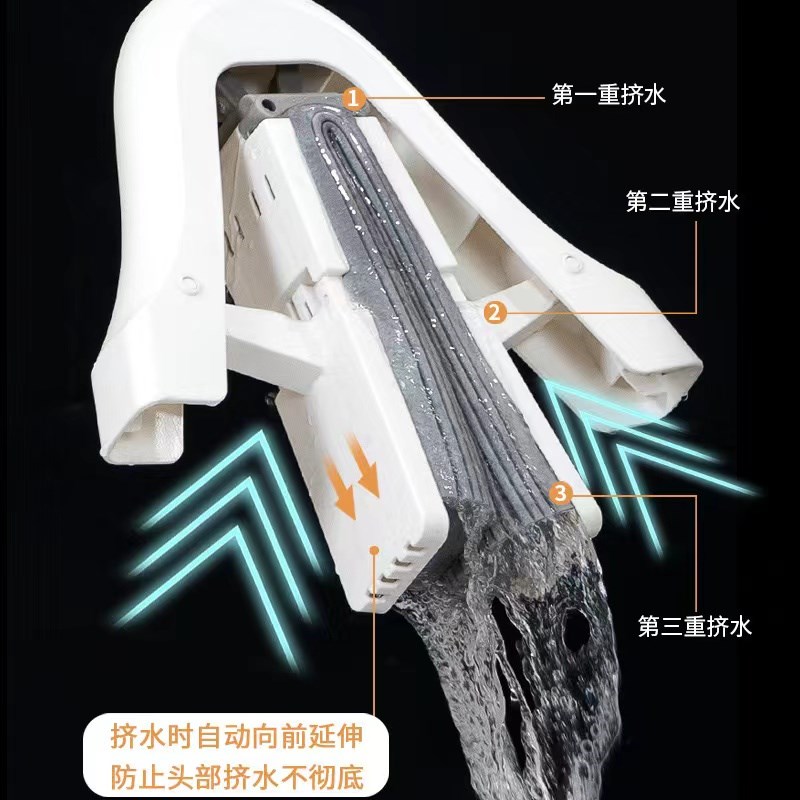 海绵拖把家用懒人免手洗2024新款吸水挤水胶棉拖把头W地拖布对折