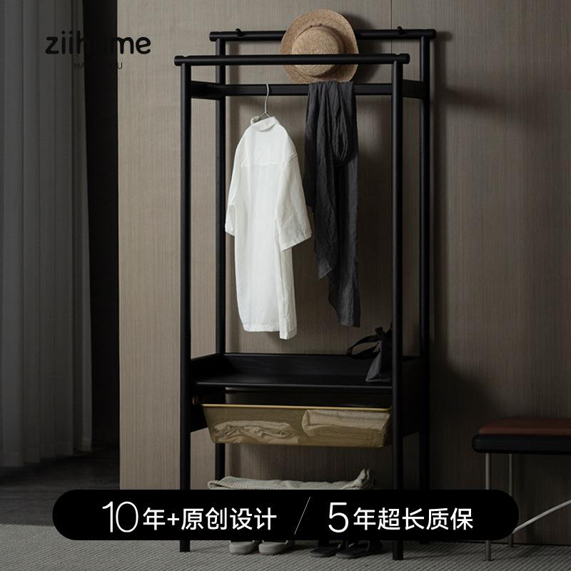 日初衣架墨玉黑款 致家家居|侘寂风实木挂衣架卧室落地家用衣帽架