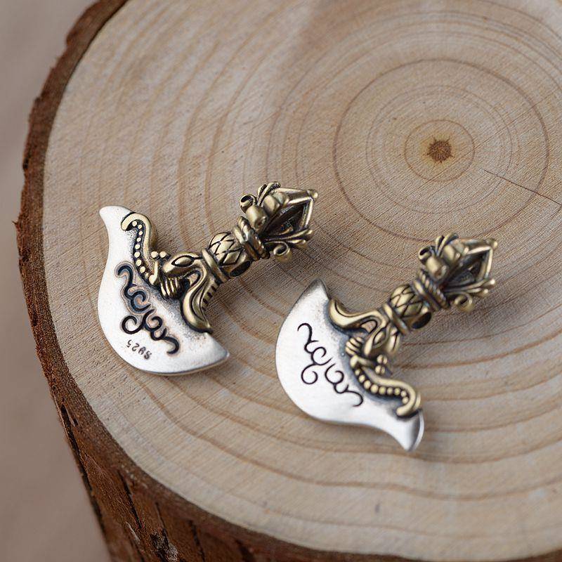 网红-S925银复古做旧工艺配件女手工佛珠计数器金刚钺刀配饰