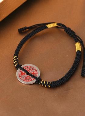 网红 925银大钱花钱手工编绳银钱女款手链可调节手环饰品