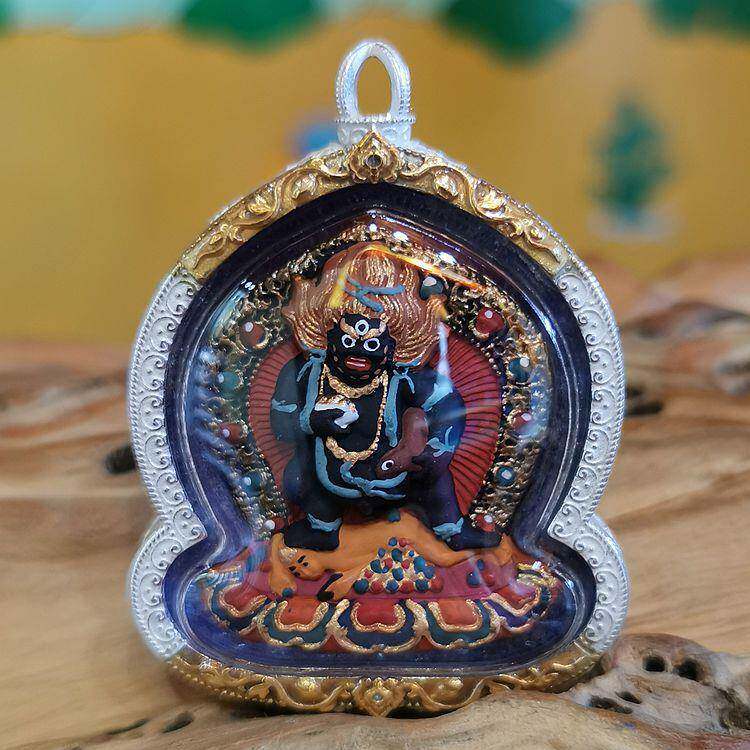 西藏矿物质彩绘擦擦佛像嘎乌盒吊坠本命佛说黑财神随身唐卡小