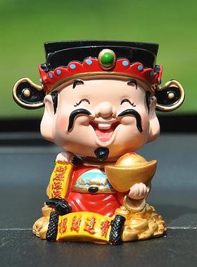 创意车载树脂弹簧公仔汽车装饰品招财摇头公仔彩绘文武财神爷摆件