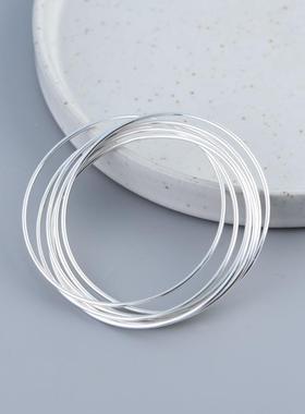 网红- S925银手环素银时尚多圈多环7环莫比乌斯银环女款手镯银饰