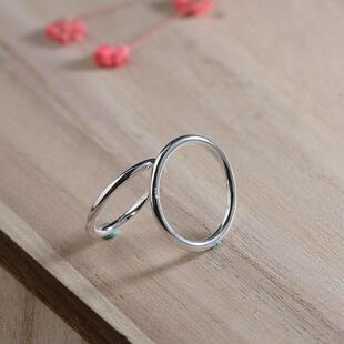 网红- S925银素银抛光工艺指环 单圈女款简约时尚光圈银戒指