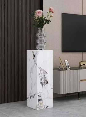 大理石底座岩板柱子客厅大摆件高级感创意摆件高级U感轻奢摆件底