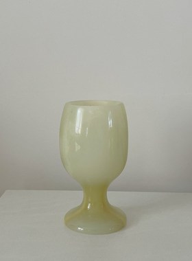 TJJ丨中古玉石杯子摆件复古青白大理石高脚杯T拍摄道具桌面陈列
