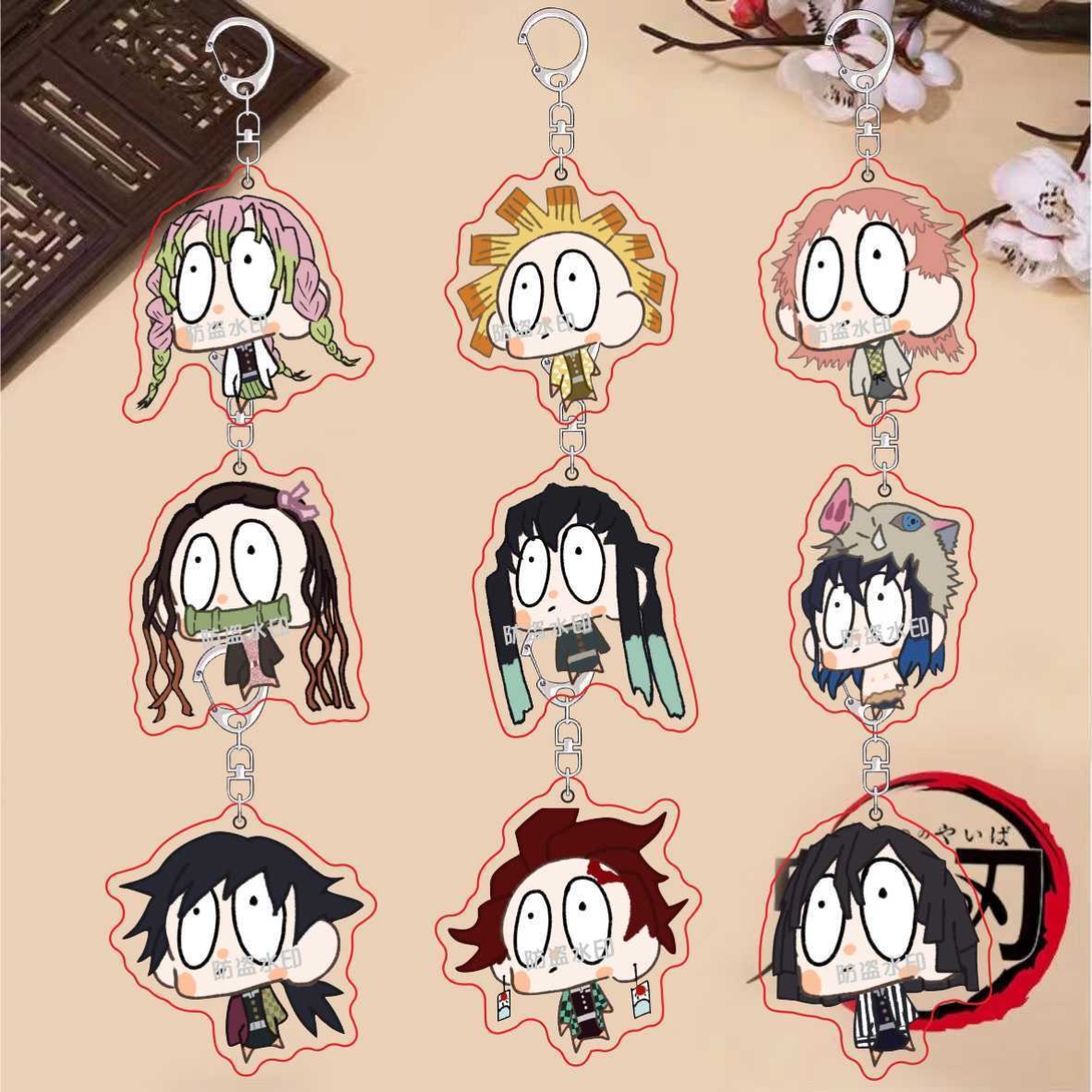 鬼灭之刃抽象小头像可爱炭治郎豆子周边亚克力钥匙扣装饰挂件礼物