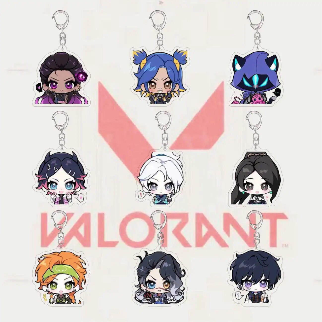 瓦罗兰特游戏周边钥匙扣可爱Q版芮娜霓虹暮蝶贤者卡通书包挂件