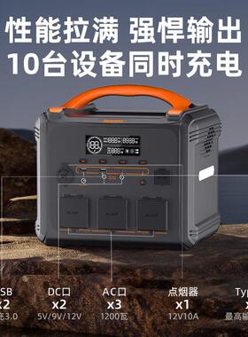 S1260户外移动电源大功率大容量1.26度电1200W户外露营摆摊应急必