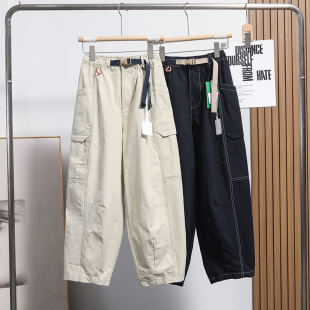 运动休闲裤 卡扣松紧腰棉质阔腿九分裤 女 城市机能风工装 大厂订单