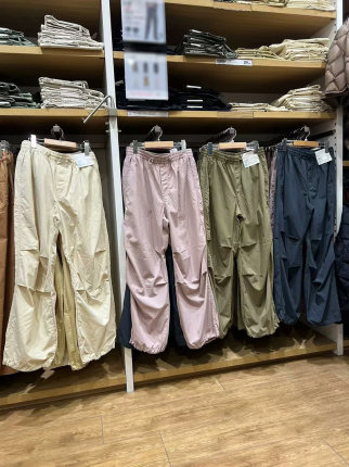 试衣间夏季新款宽松休闲直筒长裤速干伞兵裤工装机能裤女464888