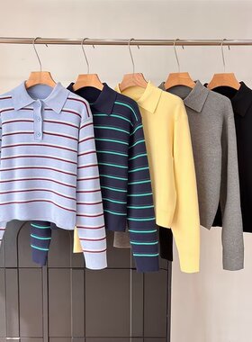 大厂订单！女装柔滑绵质POLO领针织衫毛衣毛衫上衣482971/484503