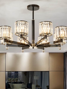 美式 客厅吊灯水晶大气客厅灯具现代铁艺简约餐厅温馨卧室灯具灯饰