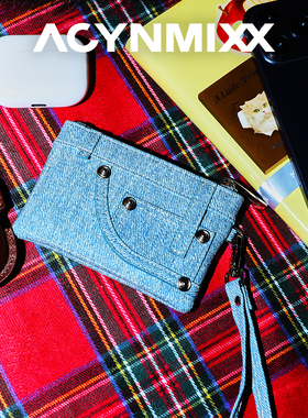 Acynmixx复古牛仔蓝卡包零钱包2026春夏新款小巧银行卡证件收纳包