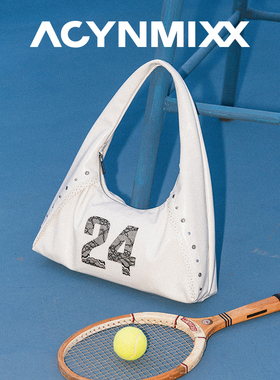 Acynmixx运动芭蕾风蝴蝶结hobo包女小众单肩腋下包大容量托特包