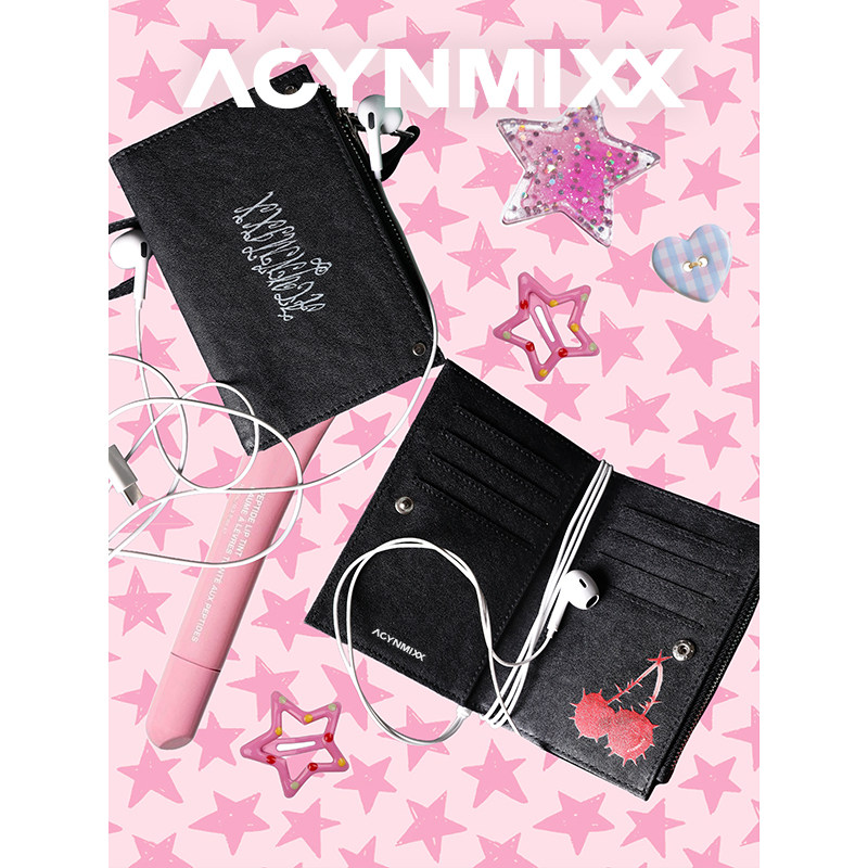 Acynmixx原创邪恶樱桃暗黑卡包女时尚多卡位零钱包便携证件收纳包