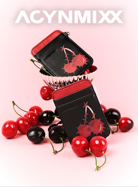 Acynmixx原创邪恶樱桃magsafe磁吸卡包女苹果iPhone便携证件卡套