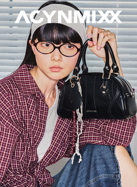 Acynmixx复古波士顿保龄球包包女2025新款单肩斜挎包手提包枕头包