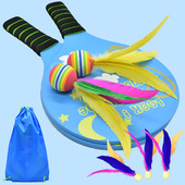 板羽球拍套装 高弹三毛球室内儿童健身毽子板球拍板羽球拍毽子球拍