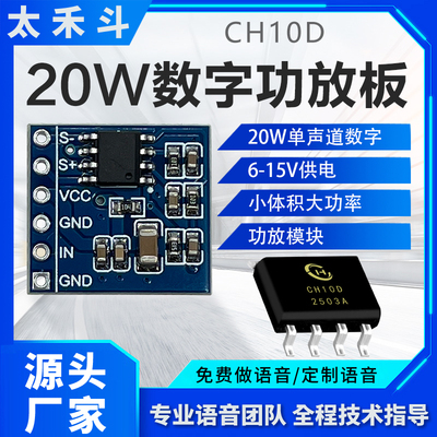 CH10D功放模块数字功放板模块频功率放大器2.54间距20W单声道