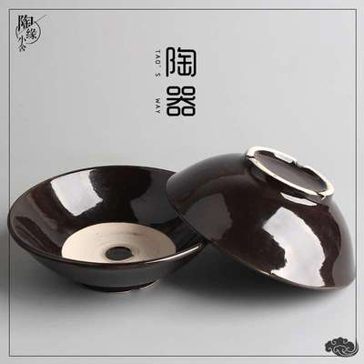 酒碗仿古古代小碗喝酒的黑色复古蒸饭钵家用土钵水浒传好汉道具碗