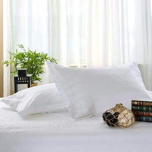 宾馆酒店客房白色加厚加棉枕头皮枕套一对纯棉成人装 床单被罩旅游