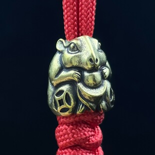 黄铜元宝财鼠EDC户外刀坠伞绳坠挂件白铜钥匙扣配件diy箱包挂饰