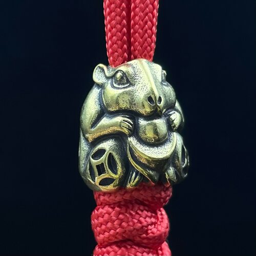 黄铜元宝财鼠EDC户外刀坠伞绳坠