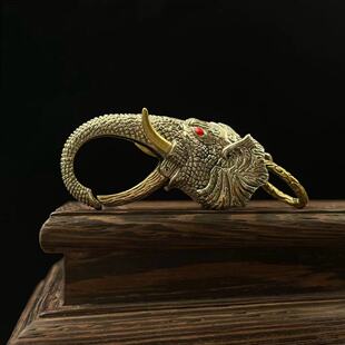 创意个性大象纯白铜钥匙扣汽车钥匙挂件创意男女士随身腰挂钥匙扣