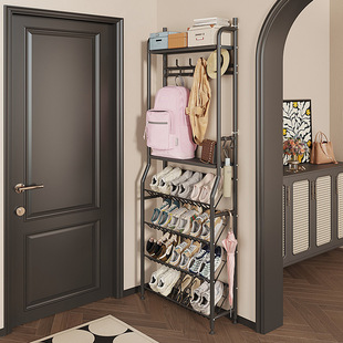 速发超玄家柜斜放鞋用门口后入户薄关鞋架多层衣帽包收纳置物架省