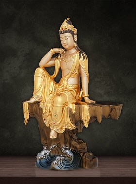 速发纯铜禅思观音神像南海观世音菩萨佛像家用供奉工艺品
