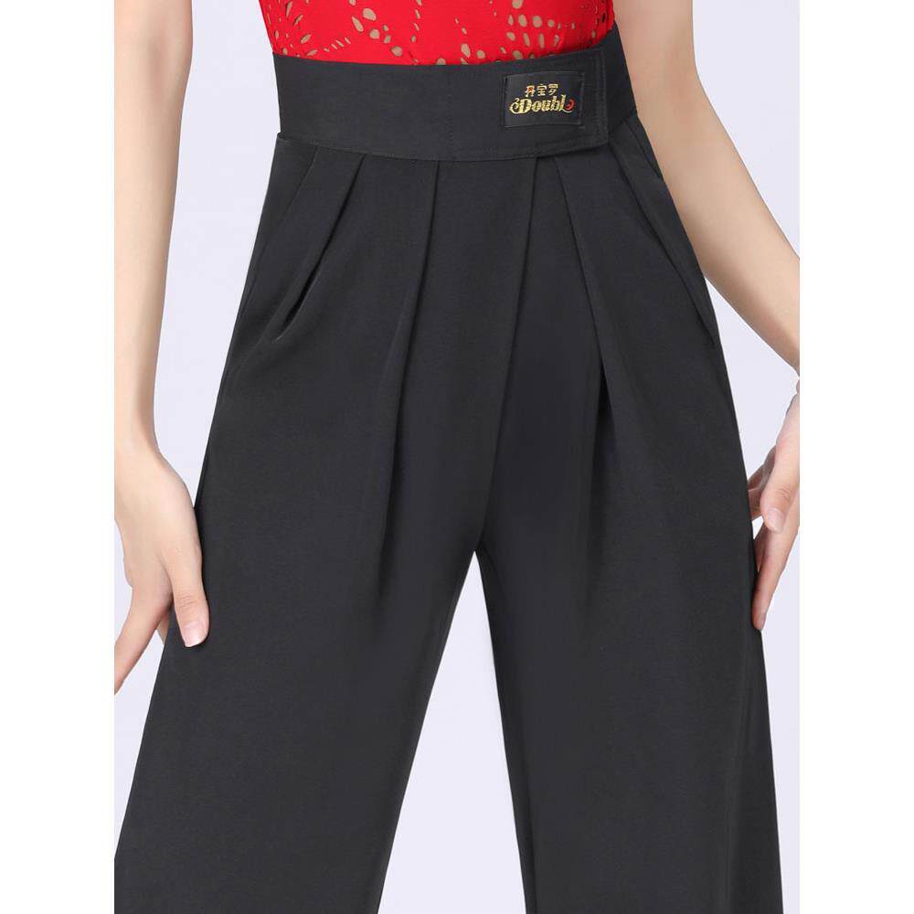 丹宝罗拉丁舞长裤摩登女裤魔术贴拉丁裤女高腰舞裤裤子国标舞服装