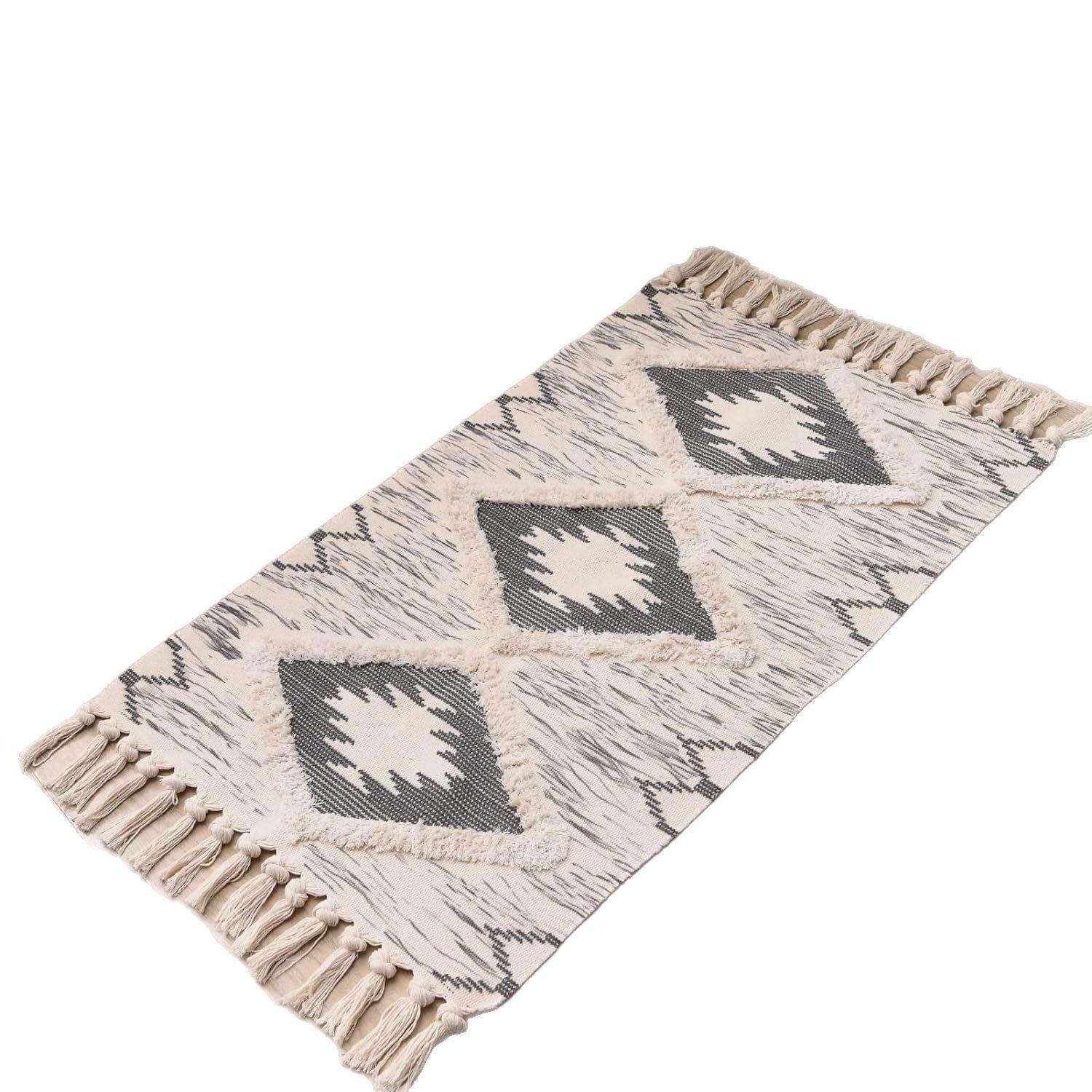 外贸北欧流民族簇绒棉麻立体菱形簇绒地卧室床垫边脚客垫厅沙发苏,居家布艺,地毯,淘宝优惠券,粉丝福利购,淘宝优惠卷