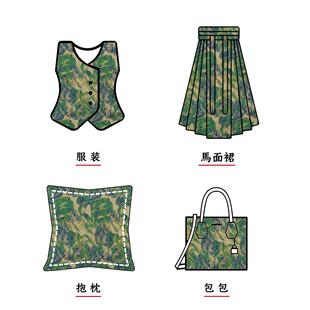 油画感金丝浮雕花秋朵时装提花布料复古色连织礼KE4673-3服春箱包