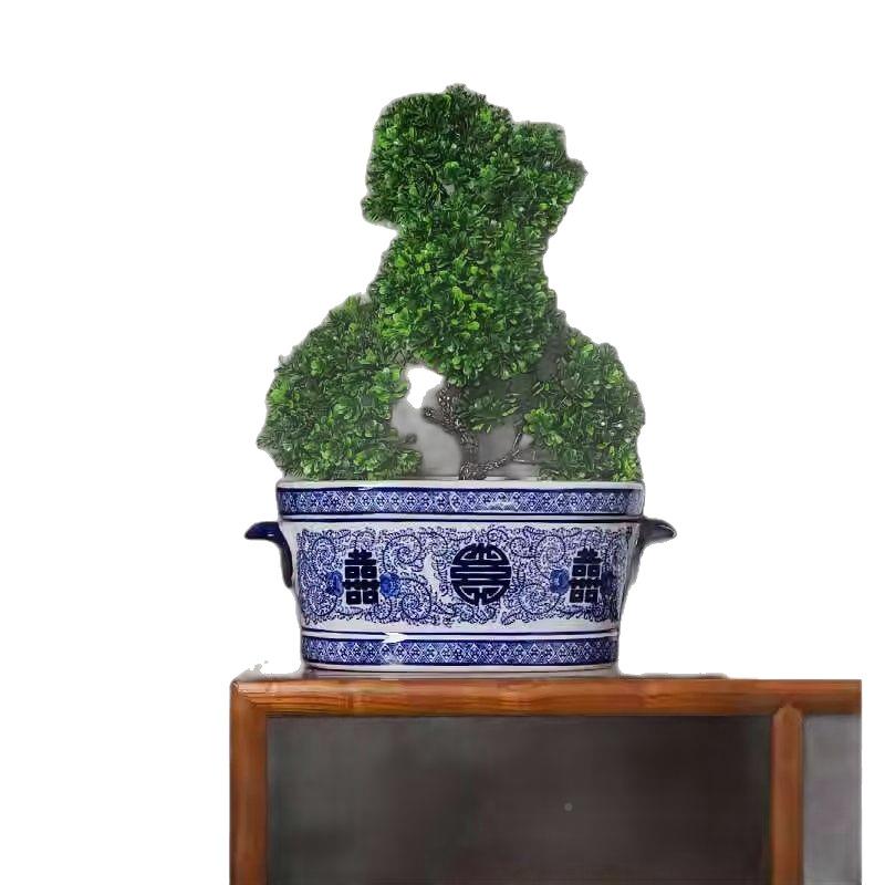 青花陶ISB竹瓷花瓶家居收玄关钥匙纳雨伞桶水培富贵水仙花花瓷盆
