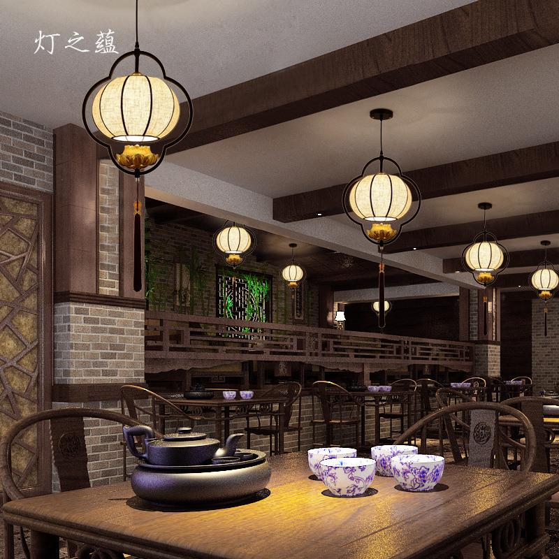 新中式禅意吊灯茶室莲花过道走廊玄关阳台酒店工程茶楼灯笼小吊灯