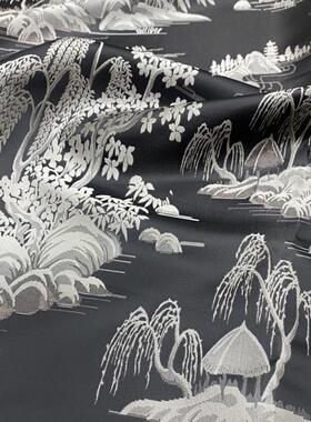 仿宋中锦杨柳织锦缎JSY24313提装花面料国风外套新式旗袍马甲服家