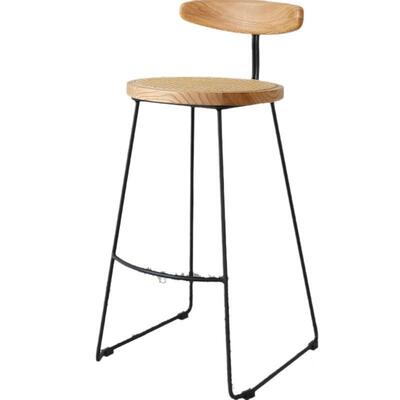 餐XZB526用-75铁艺吧椅实木52800北欧意实木靠背家台椅轻式奢简约