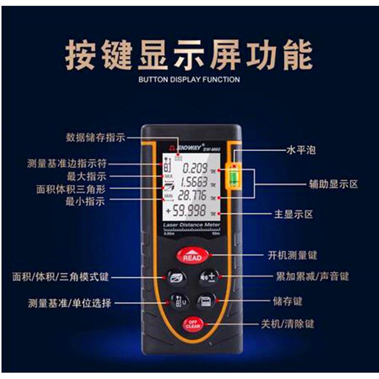 手持式测距仪激光测距仪高精度红外线测量仪量房仪电子尺