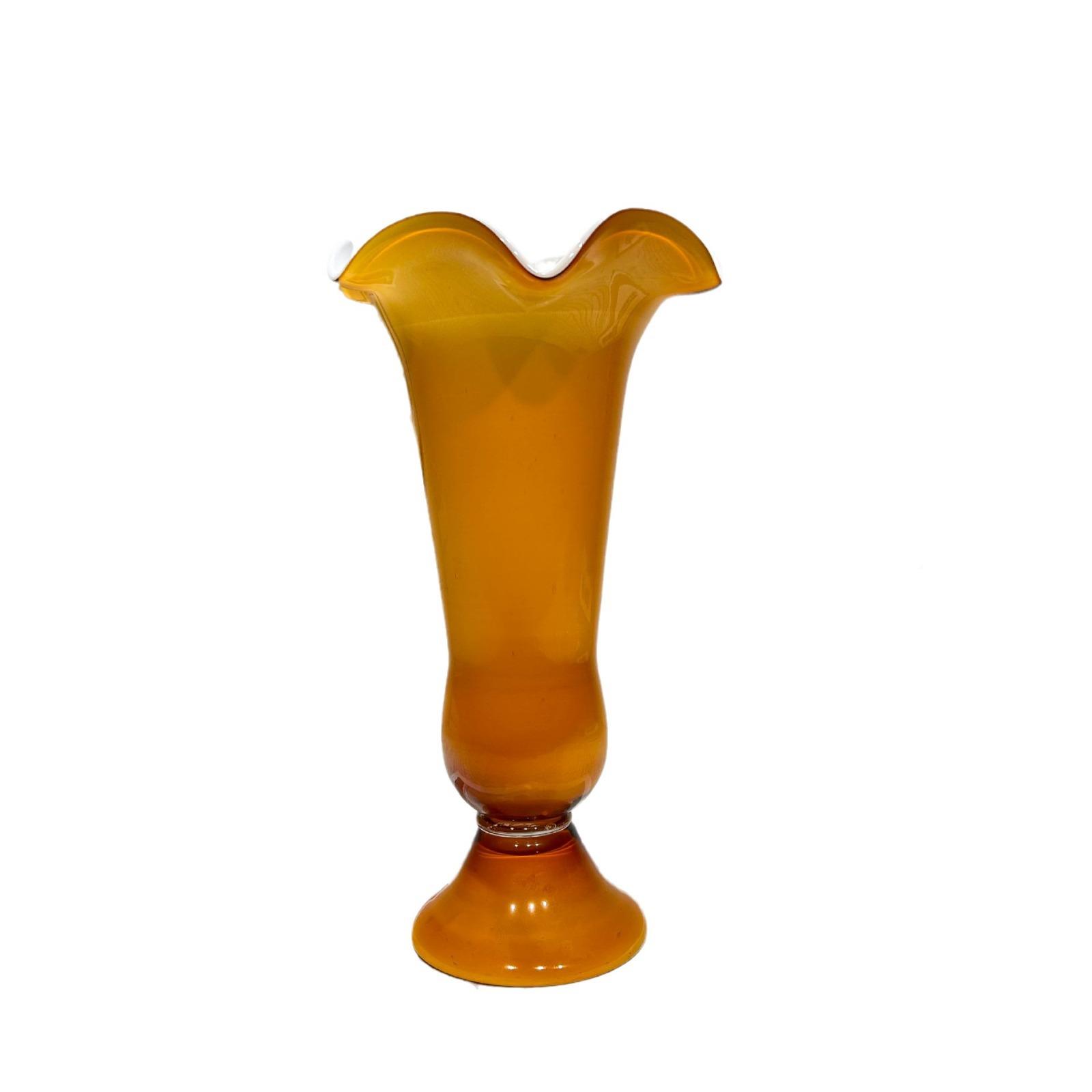 中古芬顿奶棕琉璃瓶插花花法式朵花花器小众高级734感家居茶装饰