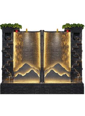 简约水幕墙流屏风摆件水招财鱼池假山造景公司庭院环UTQ循水落地