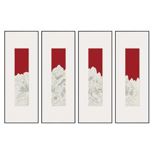 晴西山雪QZ202207水新中式客厅组合画水墨山关画大师国画样板玄间