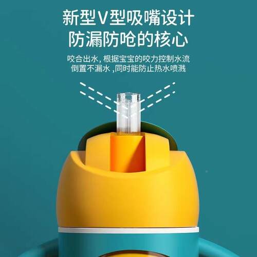 P宝婴幼儿一杯用学饮杯宝三滑盖带手柄吸管杯鸭嘴杯奶瓶PSU