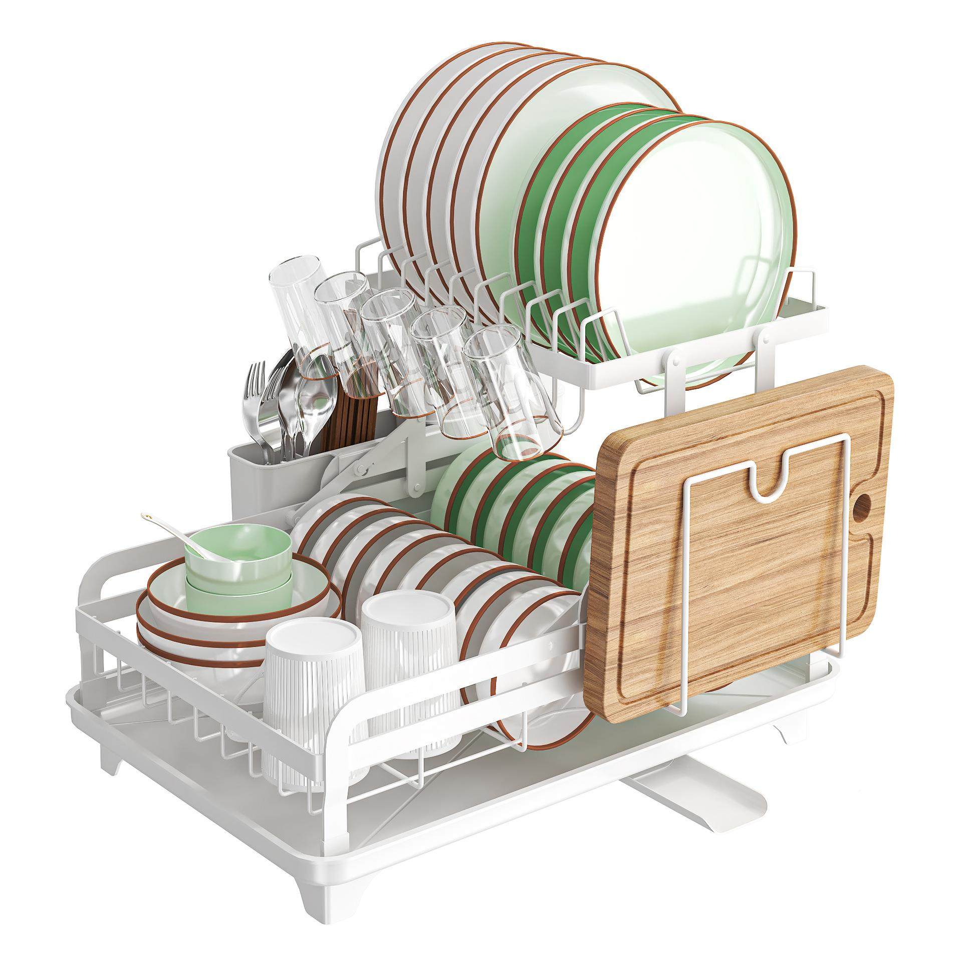 厨房台面安装碟收架双层刀叉水杯纳免沥水折叠碗RKP碟储碗物架置,厨房/烹饪用具,碗架,淘宝优惠券,粉丝福利购,淘宝优惠卷