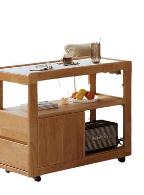 实木易发边柜岩板侧边沙几43898带轮简小型客厅可移动小茶几床户