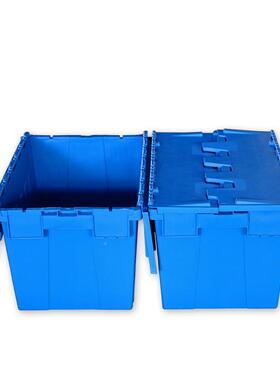 YVA蓝色斜插式翻物流盖箱连盖塑品料转周箱大号长方形加厚食周转