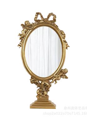 欧使式宫廷复古天化妆镜梳妆镜礼品个性创TSHZJ意镜摆子台件树脂