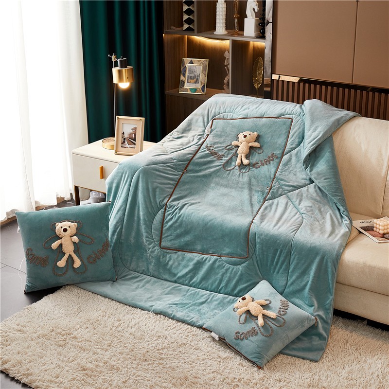 加厚抱枕被子两用j二合一珊瑚绒毯办公室午睡枕头折叠被汽车用靠